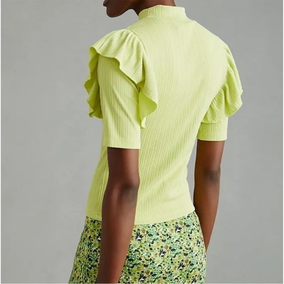 Anthropologie DOLAN Ruffled Mock Neck Blouse - Picture 2 of 8